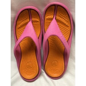 CROCS Flip Flop Thong Comfort Sandals Women's Size 10 Pink Orange EUC